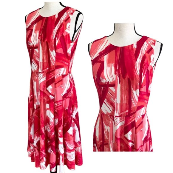 💋ANNE KLEIN Vibrant Abstract Brushstroke A-Line Dress Knee Length Casual Event - Picture 1 of 14